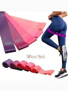 5-Piece High Elastic Fitness Essentials, Scientific Strength Training, Safe Materials, Perfect Gift For Sports Enthusiasts, Gradient Pink Resistance Bands, Glute Resistance Loops, Resistance Tubes, Leg Muscles, Squat Assist Bands, Fitness Workout, Indoor & Outdoor Exercise
