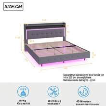 Bed Frames - Gray + Upholstered + 140cm*200cm - View 5