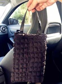 1pc New Car Tissue Box Elegant Puff Grid Car Seat Hanging Drawer Paper Box Car Tissue Drawer