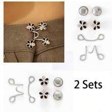 1/2 Pairs Flowers Buckle Pants Waist Tightener Detachable Waist Buttons Pins Belts Accessories Pants Clips No Sewing Waistband Tightener - Multicolor - View 12
