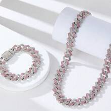 1pc Hip-Hop Pet Cuban Chain, Dog Faux Diamond Necklace, Pet Alloy Collar Accessories, Hip Hop Style Accessory For Daily Wear And Parties
