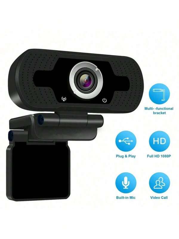 1080P Full HD Webcam With Microphone, Privacy Cover & Stand – USB Plug-And-Play Conference Camera For Video Chats, Classrooms, Gaming & Live Streaming, Video Conferencing Camera | Clipon Webcam | Flexible Mounting Options, Webcam For Pc
