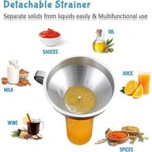 New  Funnel For Filling Bottl, 304 Stainls Steel Food Funnels  Strainer And 200 Mh Filter, Metal Funnel Set For Transferring Canning Oil Cee - Wh - View 3