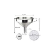 New  Funnel For Filling Bottl, 304 Stainls Steel Food Funnels  Strainer And 200 Mh Filter, Metal Funnel Set For Transferring Canning Oil Cee - Wh - View 6