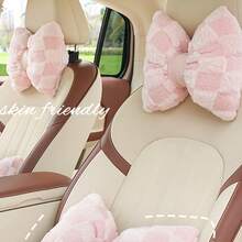 1个/2个装汽车头枕冬季毛绒舒适保暖颈枕纯色简约头枕腰枕汽车用品，汽车枕头，汽车配件女士 - 白色 - 查看 21