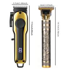 2pcs Set Men's Hair Clipper Beard Trimmer, Suitable For Home Styling Trim Tool, USB Rechargeable, , Multiple Limit Combs Included, Ideal For Body Hair Trimming, Holiday Gift,Battery Capacity: 1500mAh+600mAh