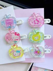 Sanrio Sanrio. 3 Pieces 6-Piece Hello Kitty Apple-Themed Cartoon Hair Clips Suitable For Both And Adults. They Come In Various Styles And Rich Colors, Which Can Not Only Attract Attention But Also Satisfy Their Love For These Characters. ,Hair Accessory, Claw Clips, Hair Slide, Hair Claws