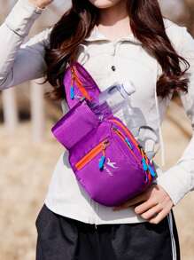 1 pieza Mochila de nailon, bolsa de cintura multifuncional para exteriores, bolsa para botella de agua deportiva, bolsa ligera para teléfono, bolsa de pecho unisex para senderismo