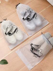 5/10pcs Clear Travel Shoe Bags With Drawstring Closure - 16.9x11.4 Inch Large Portable Shoe Storage Organizers For Men & Women, Durable Plastic Shoecases For Airplane, Train, Hotel Travel Essentials, Shoes Organizer Storage Travel Organizer Drawstring Shoes Pouch Shoes Cover Dust-Proof For Women Packing Cubes Cruise Essentials Vacation Essentials - Multicolor - View 3