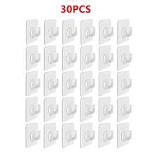 5/10/20Pcs Self-Adhesive Hook Transparent Door Wall Hook Child Heavy Load Rack Kitchen Bathroom Towel Key Rack Sticky Hook - 30 piezas - Ver 13