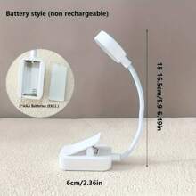 1 pieza Luz de lectura, modelo con LED blanco a batería/modelo recargable, luz nocturna de lectura portátil con pinza, muy adecuada para mesilla de noche, estudio, lectura, oficina e iluminación complementaria