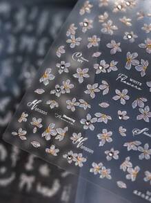 1pc Iridescent Diamond - Floral Nail Stickers , Self - Adhesive, Blooming Flower & Crystal Designs For An Elegant Manicure, Disposable, DIY Nail Decor For Women And Girls,Ideal For Party Nails,