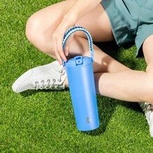 Durable Stainless Steel Water Bottle With Paracord Handle Lightweight Portable Outdoor Hydration Flip Top Lid Free - 藍色 - 查看 5