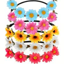 5 buc bentiță boemă cu model de floarea-soarelui, accesorii de păr cu coroană de margarete pentru mireasă, fotografie de călătorie pe plajă, accesorii de păr, coroane, diademă