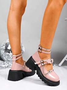 Punk Rock Chic Short Girl Chunky Platform Mary Jane Shoes