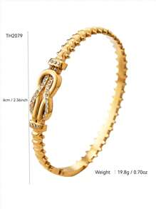 TONSI 1 pièce Élégant Charme Minimaliste Chic Bracelet haut de gamme en acier inoxydable avec zircone cubique plaqué or 18 carats et motif géométrique rivet diamant. Convient pour les vacances, les voyages, le travail, la vie quotidienne, les fêtes, les rassemblements. Bijou pour femme.