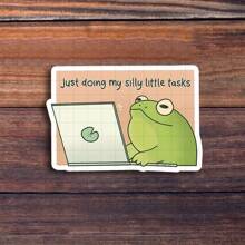 3-Zoll "Umarme die Einfachheit mit 'Nur am Erledigen meiner kleinen Aufgaben' Frosch Vinyl Aufkleber - Ideal für Studenten, Büromitarbeiter und Entspannungssuchende; Dekoriere deinen Laptop, dein Planer oder deinen Arbeitsplatz; eine humorvolle Ergänzung zu Entspannungs-, Süß- und Motivationsaufkleber-Sammlungen"