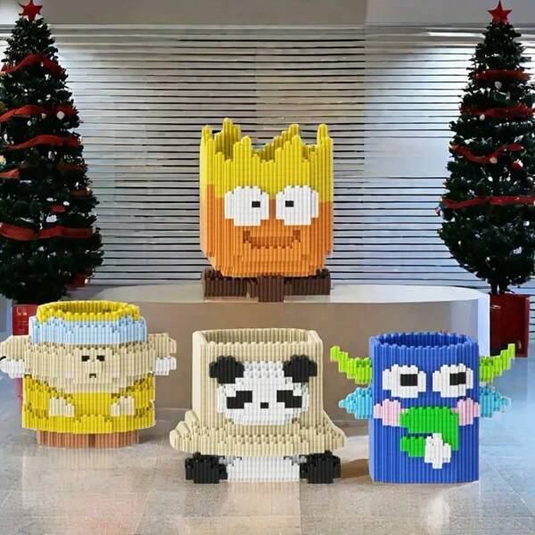 2600 Pieces Of Blue And White Bear Building Set, Suitable For Parties, Office Decoration, Christmas Eve And Christmas Gifts, Festival Gifts