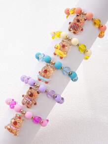 Set de 5 pulseras con dijes de capibara de dibujos animados y cuentas de colores