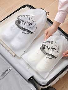 5/10pcs Clear Travel Shoe Bags With Drawstring Closure - 16.9x11.4 Inch Large Portable Shoe Storage Organizers For Men & Women, Durable Plastic Shoecases For Airplane, Train, Hotel Travel Essentials, Shoes Organizer Storage Travel Organizer Drawstring Shoes Pouch Shoes Cover Dust-Proof For Women Packing Cubes Cruise Essentials Vacation Essentials - Multicolor - View 4