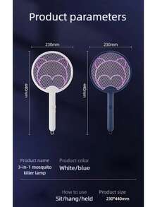 OBOVAY 1pc Foldable Electric Mosquito Killer Fly Swatter Trap USB Rechargeable Mosquito Racket Insect Killer With UV Light Bug Zapper,300mAh