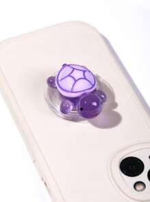 1/3 piezas Soporte de agarre de teléfono con diseño de tortuga colorida y brillante en la oscuridad, diseño de animal marino de dibujos animados 3D, cómodo soporte de escritorio, 2 en 1 adhesivo y soporte, ABS+Silicona, se adapta a la mayoría de los teléfonos