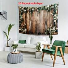 1 pièce Bannière de mariage design floral et en bois - Faite de fibre de polyester, sans alimentation électrique nécessaire, convient pour la douche nuptiale, la fête de fiançailles et les célébrations d'anniversaire, plusieurs tailles disponibles