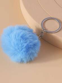 1pc Cute Faux Rabbit Tail Pom Pom Keychain, Unisex Commute Key Chain For Daily Wear Car Accessories Goth Y2k - Multicolor - View 16
