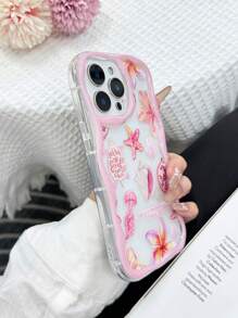 Cream Wavy Edge Gloss Oil Marine Element Starfish Turtle Shell Painted Anti-Drop Phone Case Protective Cover With Handmade Beaded Bracelet, Compatible With IPhone 16/11/16pro/16plus/16promax/16e/15Promax/13/14/12/XS/XR/7G/8P, Galaxy 11/12Pro/12/12X/13Pro/14Pro/15Pro/, Redmi 10/9/Note9/12c/Note11pro/Note8Pro