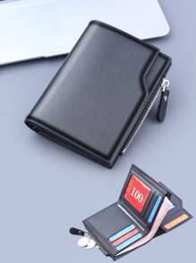 1-2 piezas Billetera corta de lujo de piel sintética PU - Nuevo gran capacidad con múltiples ranuras para tarjetas + monedero, Portaidentidad/tarjetas de hombre, Diseño plegable ultra delgado, Almacenamiento por capas para tarjetas de crédito/identificación, "Opción de regalo para el Día del Padre", Acabado mate de moda, Regalo ideal para hombres/mujeres en cumpleaños o pareja