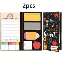 1pc/2pcs Teacher's Day Party Memo Book, Party Gifts, Cartoon Memo Sticks, Memo Set, Customized Self Adhesive Memos For Teachers, Office Supplies Convenience Stickers Combination, Teacher's Day Gift,Graduation, Return To School, Thank You Party Gifts,Gifts For Teachers At The Beginning Of School