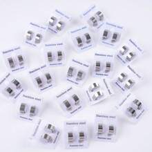 12 Pairs/Lot Fashion Simple Width Of 4/6mm Smooth Geometric Stainless Steel Earrings Men's Women's Daily Exquisite Jewelry