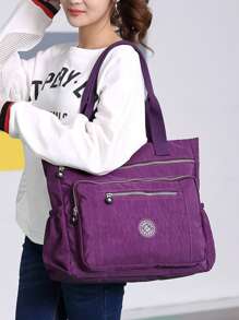 Bolso de tote de nailon para mujer, bolso de hombro multifunción, bolso de playa ligero de verano, bolsos bandolera de gran capacidad, bolsos de mano con múltiples bolsillos, para el campus, la biblioteca, los viajes, las vacaciones, el viaje diario, la oficina, las citas, las compras, la playa, el crucero, regalos de cumpleaños, regalos