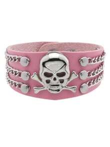 1 chiếc vòng tay đinh tán đầu lâu màu hồng phong cách Punk, thích hợp cho phụ nữ mặc hàng ngày, lễ hội, tiệc tùng, Halloween, lễ hội hóa trang, biểu diễn nhạc rock, quà tặng hoàn hảo - Hồng - Xem 17