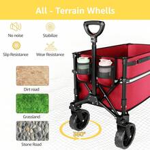 ROSONG Collapsible Wagon Cart With Wheels Foldable - Folding Utility Heavy Duty Wagons Carts For Grocery Sports Garden Shopping Camping - Burgundy - View 4