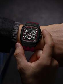 REWARD Men's Quartz Watch Business Fashion Style Timing Calendar Luminous Hands Multi-Functional Men Wristwatch High Quality Gift Classic Design Silicone Watch Band - Red - View 4