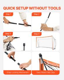 Portable Soccer Goal, 12x6 Ft Adults Backyard Soccer Net, Large Practice Soccer Net, Steel Fiberglass Structure Training Goal Set, All-Weather Outdoor Soccer Goals With Carry Bag, Orange - 橘色 - 查看 5