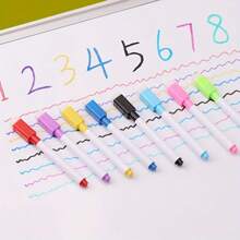 8 Color Dry-Erase Markers With Magnetic Erasers, Suitable For Office Whiteboard, Calendar, Refrigerator, Creative Holiday Gifts School Supplies,Back To School