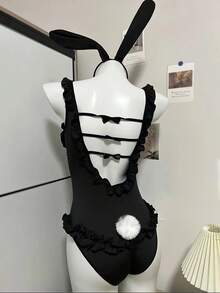 1 套（兔耳朵 X1 + 紧身衣 X1）兔女郎服装，适合角色扮演、拍照、俱乐部派对、可爱俏皮的紧身衣、礼物 - 黑與白 - 查看 4