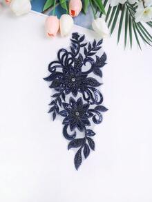 Colorful Options Mesh Embroidery Rhinestone Crystal Beaded 3D Flower Applique DIY Garment Accessories, For Wedding Dress Decorations - Multicolor - View 11