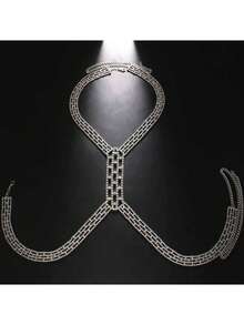 Sexy Lingerie Accessories,Sexy Body Chain For Women, Men & Crossdressers – Acrylic European And American Men, Women And Transgender People Body Chain, Summer Beach Bikini Green Rhinestone Chest Chain, Sexy And Luxurious Crystal Bra Chain For Nightclub Parties, Men.