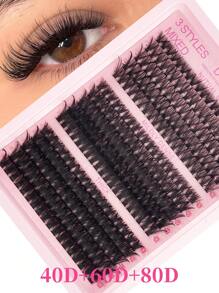 300pcs/DIY Mink Eyelash Extensions, 30D/40D/50D/60D/80D/100D Fluffy Individual Lash Extensions For Volume, 5D Effect 0.07mm Curly Dramatic Eyelash Extensions 8-16mm Mixed Tray, Makeup Tools, Bulk Personal Lash Extensions Suitable For Daily Makeup And Role Play, Reusable