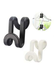 10pcs Black Hangers With Hooks And Connectors, Space Saving Bedroom Wardrobe Organizer. Storage&Storage