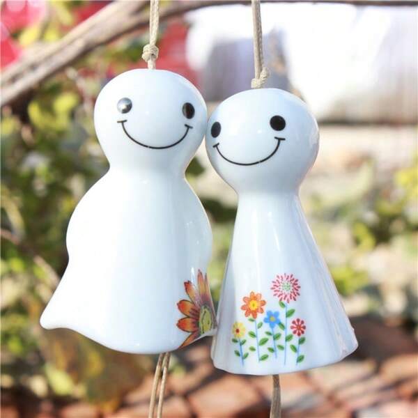 1pc Cute Cartoon Japan-Style Ceramic Wind Chime - Sunshine Girl - Terracotta - Cat Hanging Decor - Door/Window Decor - Minimalist Japanese Korean Style - Gift