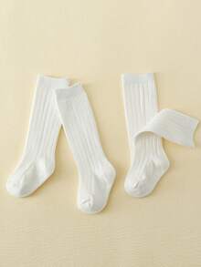1 par de meias altas caneladas para bebês, meias infantis para meninos e meninas, meias confortáveis até a panturrilha, design fofo, macias, adequadas para todas as estações, outono/inverno
