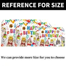 1pc Cat Birthday Decorations Happy Birthday Backdrop Kitten Cat Theme Party Photo Backdrop Photography Background Pet Paw Birthday Party Supplies - Multicolor - View 5