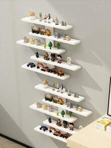 用于家居装饰的 5 层浮动壁架 - 重型质朴木质架子节省空间的储物整理器 | 易于安装的卧室、玩偶、书籍和收藏品展示架。 - 彩色 - 查看 6