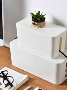 1pc Desktop Anti-Electric Shock Plug Socket Storage Box, Plastic Power Cord, Computer Socket, And Phone Charger Organizer Box, Extra Large Size Plastic Desktop Power Strip Socket Tidy Organizer