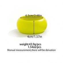 1 件新款夸张宽荧光绿圆形木质手镯情侣配饰（购买时请参考尺码表，尺码错误不予退换）