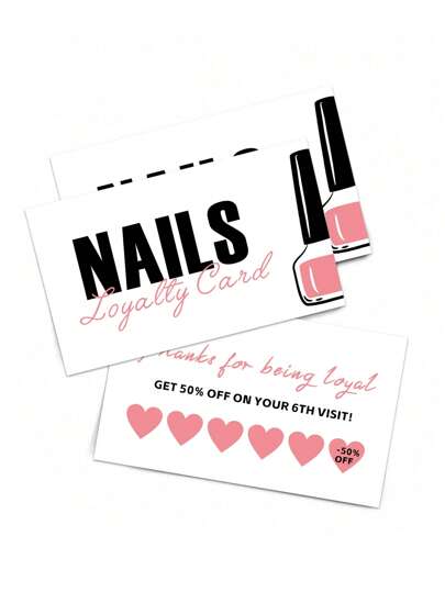 Pacote com 50 cartões de fidelidade para salões de beleza - Cartões perfurados de agradecimento ao cliente para pequenas empresas, cartão de recompensa para serviços de manicure, material escolar, volta às aulas